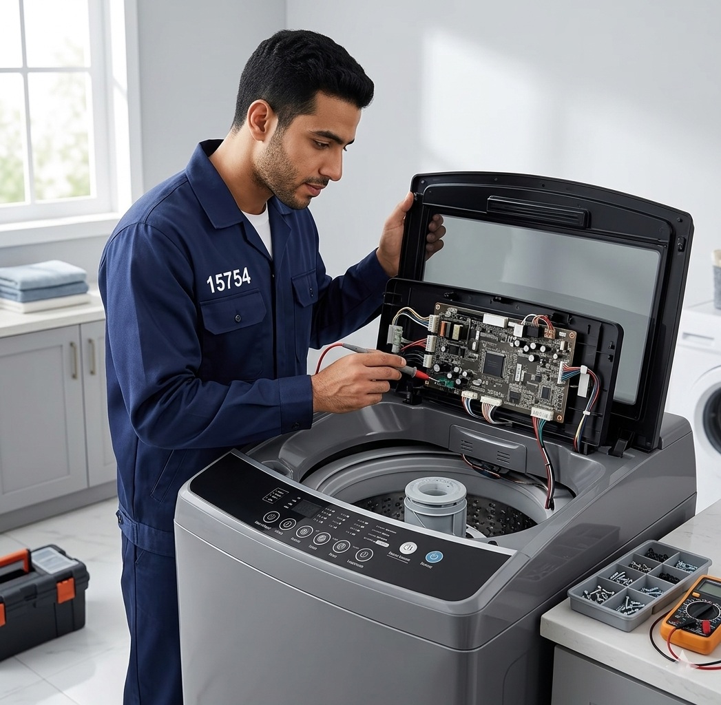 غسالة فريش أمامية التحميل توضح التصميم الداخلي والأزرار